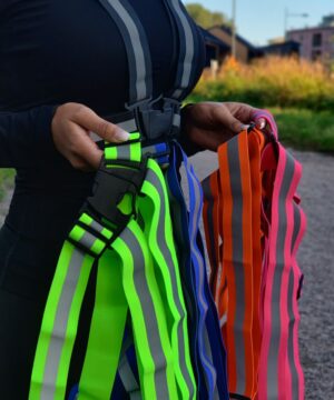 Heijastinvaljaat musta, vihreä, sininen, oranssi, pinkki