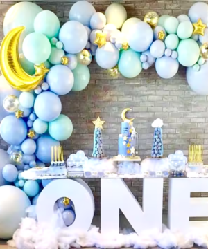 Pastel Blue Baby Shower & Birthday Balloon Set