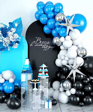 Black & Blue Star Balloon Set – Birthday & Baby Shower